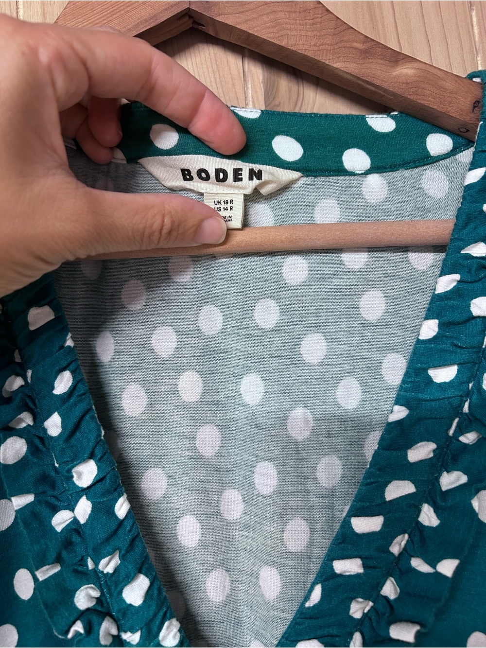 Boden Nicola Green Polka Dot Jersey Tea Dress Midi Fit & Flare Women’s 18 - Picture 6 of 6